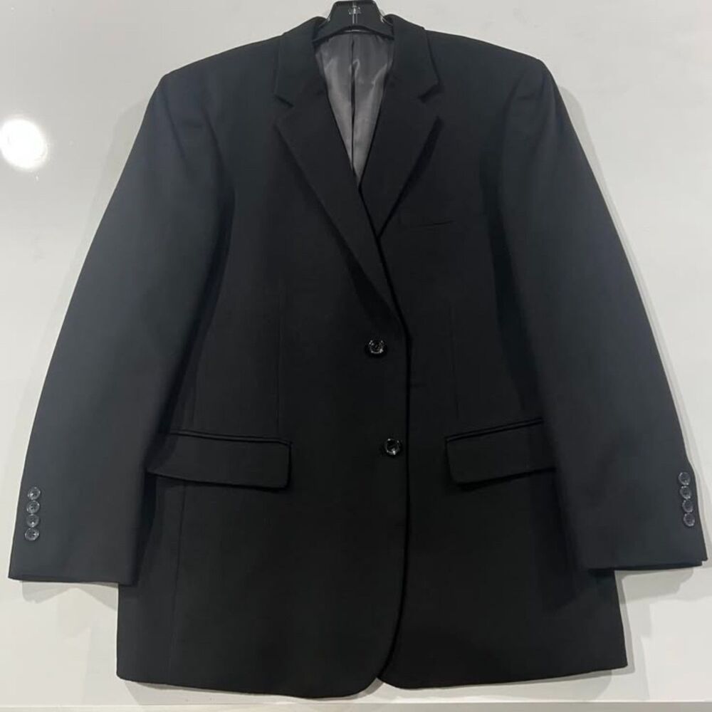 Jones New York Men's Wool Silk Cashmere Black Tailored Blazer Sport Coat - 44R